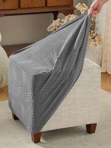 1pc/2pcs Jacquard Ottoman Stool Covers All Inclusive Pouf Footstool Slipcover Stretch Home Sofa Footrest Covers For Hotel Bar Living Room - Light Grey - View 7