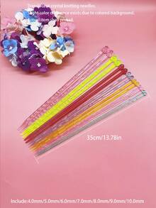 35cm Colorful Transparent Crystal Knitting Needle Set, Covers 4.0-10.0mm 7 Common Sizes, Suitable For Knitting Blankets, Cushions, Sweaters, Rugs, Pillows And Other Fabrics - Crystal Knitting Needle - View 7
