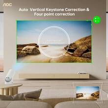 Projetor AOC 4K Profissional com Android 11, Portátil, Wi-Fi e Bluetooth, Rotação de 180°, Suporte a 1080P – Perfeito para Cinema em Casa e Apresentações - Branco - Visão 3