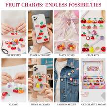 18/20pcs Transparent Acrylic Fruit Charms Iridescent Cherry Peach Pear Grape Apple Pendant For DIY Bracelet Necklace Earring Jewelry Making Findings - Multicolor - View 6