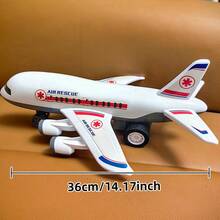 Large Inertia Airplane Model Toy For Kids, Realistic Plastic Airplane, Suitable For 3-6 Years Old Boys, Christmas And Birthday Gift - White - View 9