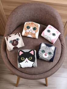 5 Pairs Women's Short Socks, Cute Cartoon 3D Cat Series, Moisture-Wicking Solid Color Socks, Suitable For Daily Home Use - Multicolor - View 2