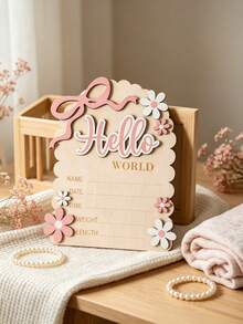 Floral Wooden Milestone Calendar Photo Frame Prop, Baby Birthday Growth Record Photography Accessory - Multicolor - View 3
