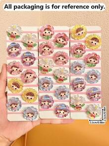 10/20/30pcs Random Girls Floral Cartoon High Elastic Hair Ties, Sweet Cute Daily School Outing Hair Accessories - Multicolor - View 2
