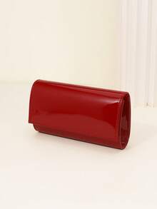 LJDCRFT Ladies' Evening Clutch Patent PU Clutch Bag, Magnetic Closure Chain Shoulder Bag Elegant And Fashionable For Daily Use, Party Girl Handbag - Burgundy - View 5