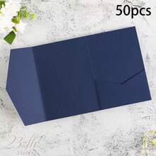 Wedding supplies, invitation cards 25入三折口袋式婚禮邀請函封面，訂婚、XV生日、洗禮簡單邀請函信封，DIY邀請函，5*7英吋口袋式客製化邀請函 - 藏藍色 - 查看 8