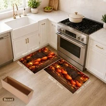1pc Pumpkin And Maple Leaf Pattern Kitchen Mat, Absorbent, Stain-Resistant, Non-Slip, Durable, Suitable For Kitchen, Living Room, Entryway, Balcony, Bathroom, Coffee Shop, Bar, Party And Autumn Home Decor - Multicolor - View 10
