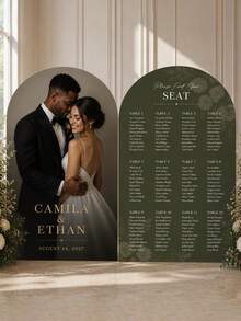 Customizable Wedding Arch Fabric Decor Cover, Personalized Photo/Name/Date/Text, Double-Sided Polyester Stretch Backdrop, Party Decoration, Wedding Welcome Sign, Bridal Gift, No Power Required, Suitable For Wedding, Birthday, Party - Multicolor - View 1
