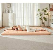 Japanese Floor Futon Mattress Twin Size 39"X 75", Foldable Bed Mattress, Portable Tatami Mat Sleeping Pad, Folding Futon Cushion, Roll Up Variant 1 - Khaki - View 6