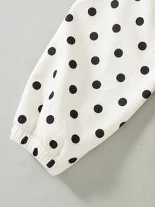 Tween Girls' Casual Fashion Polka Dot Design Zip-Up Hooded Long Sleeve Jacket, Autumn/Winter - White - View 6