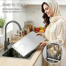 Stainless Steel Cutting Board With Lip, Large Size Metal Kitchen Chopping Board, Versatile Pastry Board For Kneading Dough & Meat Preparation - View 9