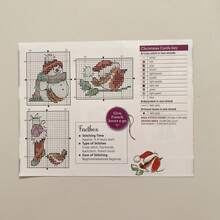 1 Set Of 3 Cross Stitch Greeting Cards/DIY Christmas Cross Stitch/Snowman, Bird And Christmas Stocking Pattern Embroidery/Easy To Learn Suitable For Beginners - A - View 6