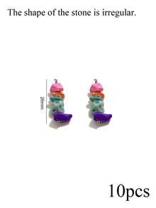 10-Piece Set Of Assorted-Color Stainless Steel Natural Irregular Pebble Pendants, Necklaces, And Earrings-DIY Jewelry Making Supplies - Pendants - View 13