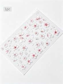 1pc Iridescent Pearlescent Flower Face Decoration Sticker With Rhinestone Embellishments, Soft Pink Floral Pattern, Waterproof Sweet Girl Style Makeup Decal For Birthday, Date, Photoshoot, Bridesmaid Makeup,Halloween Costume - Multicolor - View 6