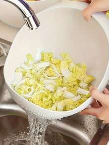 1pc Kitchen Multi-Function Rice Washing Strainer, Household Plastic Rice Sieve, Vegetable And Fruit Washing Basket, Thickened Anti-Drop Rice Basin, Fine Mesh Quick Drainage, Kitchen Cleaning Grains And Vegetables, Practical Kitchen Utensil For Home Cooking Storage And Cleaning - Drain Basket - View 2