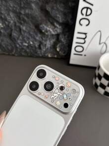 LissKas 1pc Cute Cartoon Astronaut Pattern One-Piece Lens Film 9H Hardness Full Coverage Anti-Explosion Anti-Scratch Phone Camera Protector Film Compatible With IPhone 18/17 Pro Max Bubble-Free Matte Anti-Fingerprint Suitable For Large Hole Phone Cases - Clear - View 8