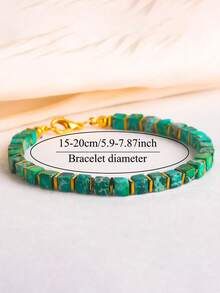 YAUKIA 1pc Green Imperial Jasper Money Bracelet, Natural Stone Jewelry, Attracting Wealth Emotional Balance, Suitable For Daily Wear And Gift Giving - Multicolor - View 8