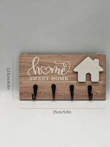 2/4pcs Wall-Mounted Key Hooks, Fashionable Entryway Wall Key Storage Rack, Wooden Wall Decor, Decorative Key Rack, Handmade Wooden Home Decor, Detachable Wooden Key Rack - Multicolor - View 6