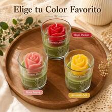 Vela Aromática con Forma de Rosa 6x7cm en Vaso de Vidrio - color aleatorio---1pieza - Ver 7