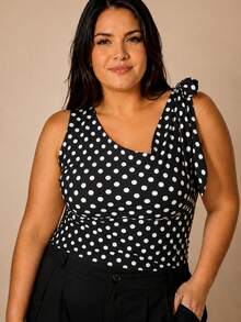 Plus Size Blouses - ลายจุดสีขาว - ดู 1