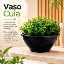 Kit 10 Vasos Cuia 21 Plantas Jardim Preto Terracota Resistente Reforçado Rosa do Deserto Samambaia Suculentas Cactos - Marrom - Visão 2