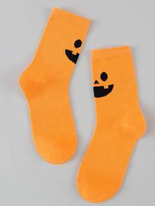 1/2/4 Pasang Kaos Kaki Unisex Motif Halloween Nyaman dan Bernapas Setinggi Betis - MultiWarna - View 5