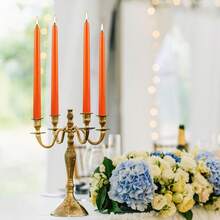 4pcs 10 Inch Taper Candles - Dripless, Smokeless, Unscented, Suitable For Weddings, Dinners And Christmas, Autumn, Thanksgiving, Harvest, Perfect For Thanksgiving Home Harvest Table Decor, Home Decor - Orange Color - View 3