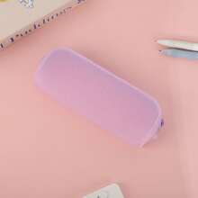 Tempat Pensil Silikon Bertekstur Glitter Persegi Panjang Warna Solid Kreatif untuk Pelajar, Kapasitas Besar, Penyimpanan Alat Tulis Kantor & Sekolah - Beraneka warna - View 9
