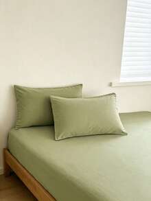 Camel Brushed Soft & Comfortable 3 PiecesBed Sheet Set - Green - View 4