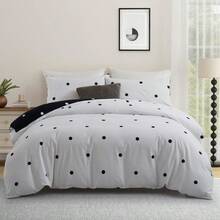 Soft Brushed Microfiber Duvet Bedding Set Wave Pattern For Household Bedroom - Black and White Dotted - View 2