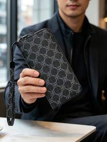 HOVI'S 新款極簡 RFID 防盜拉鍊長夾，商務大容量多功能手機錢包 - 黑色 - 查看 2