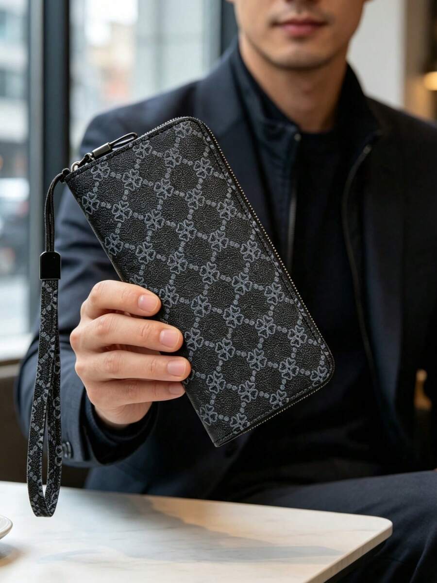 HOVI'S 新款極簡 RFID 防盜拉鍊長夾，商務大容量多功能手機錢包