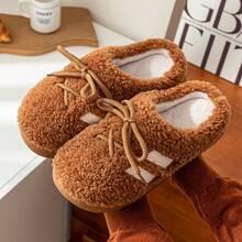 Women's Winter Home Slippers Thick Sole Fuzzy Slippers Outdoor Wear Closed Toe - Brown - View 4