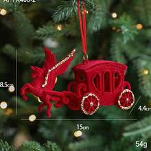 Luxury And Exquisite Red Flocked Christmas Ornament, Christmas Tree Decoration, Snowflake, Reindeer, Bow, Bell Pendant, Christmas Ornament, Christmas Gift. - Multicolor - View 27