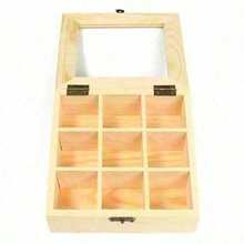 Wooden Tea Bag Jewelry Organizer Chest Storage Box 9 Compartments Tea Box Organizer Wood Sugar Packet Container - Yellow - View 4