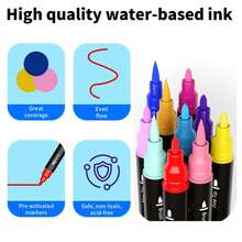 FLYSEA 24/36 Dual Tip Fine & Brush Pen Set | For Rocks, Fabrics, Wood, Glass & More, Perfect For DIY Crafts & Creative Art Projects With Bright Smooth & Quick-Dry Ink - Sets - View 8