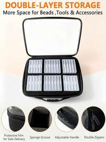 New Transparent Large-Capacity Storage Bag For Diamond Painting, 2-In-1 Diamond Painting Tray And Storage Set, 64 | Point-Holding Beads Alignment Trays, Including Numbered Stickers. - A - View 4