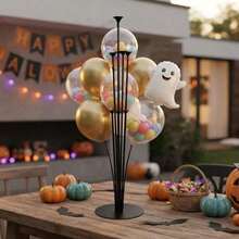 Black Balloon Table Stand Set With Round Base, Reusable Balloon Display Stand, Suitable For Tabletop And Floor Decoration, Balloon Arrangement, Sturdy Balloon Column Stand, Ideal For Halloween, Wedding, Birthday Party, Baptism, Summer Event And Celebration Occasions - Multicolor - View 8