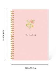 1pc Pink To Do List Spiral Notebook,Task Planner With Date&Time,Checklist,Progress Tracker,Notes And Priorities Pages,Office Desk Accessories Office Supplies For Work&Study - Rectangle - View 4