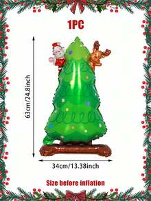 1/3件組聖誕立式鋁箔氣球套組，包含立式小聖誕樹、立式小雪人、立式小聖誕老人，適用於居家聖誕裝飾、商店櫥窗展示、聖誕派對、節日拍照背景 - 彩色 - 查看 10