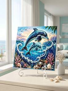 1set Ocean Pearl Art DIY Kit, 3D Beaded Mosaic Canvas Craft With Tropical Fish, Coral Reef And Shell Design, Rhinestone Art Set For Coastal Home Decor, Bathroom Decor, Beach House Display, Creative Handmade Gift And Ocean Themed Craft Project - Ocean DIY Diamond Painting - View 11