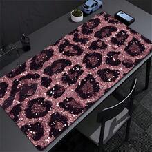 1pc Pink Glitter Leopard Print Pattern Mouse Pad Cute HD Rubber Desk Pad Extended Gaming Keyboard Mats Extra Large XXL Non-Slip Office & Gaming Mousepad - View 3