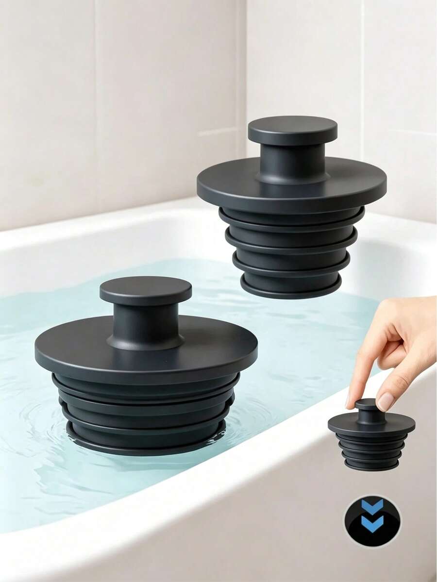 2pcs/Set Silicone Anti-Clogging Universal Drain Stopper, Suitable For Kitchen Sink, Bathtub, Bathroom Drain, Bathtub Replacement Accessory, Leak-Proof Sealing, Easy Installation, No Tools Required - New Model - View 1