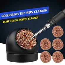 1Set Soldering Iron Tip Cleaner Set, 5pcs Brass Wire Cleaning Balls With 1Pc Holder Base, No Water Needed Copper Mesh Dross Removal Filter, Durable Metal Solder Nozzle Tip Cleaning Tool For Soldering Station Welding Electronics DIY Repair Maintenance - Multicolor - View 2