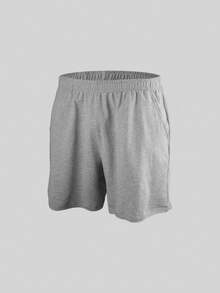 Norcotton 1pc Men's Grey Pure Cotton Elastic Waist 5-Inch Sports Shorts, Loose Casual Running Mid-Length Shorts, Home Shorts - Light Grey - View 2