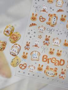 1 Metal Nail Art Luxury Sticker, Popular On Little Red Book, Cute Ribbon Nail Charm Sticker, Bunny Bread Sticker, Decorative Nail Art Sticker - Multicolor - View 5