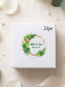 35pcs Customized Floral Transparent Wedding Stickers On A White Background Circular Sticker, Elegant Plant And Floral Bridal Design, Personalized Label Celebration Blessing Stickers - Multicolor - View 22