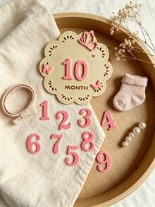 Floral Wooden Milestone Calendar Photo Frame Prop, Baby Birthday Growth Record Photography Accessory - Multicolor - View 10