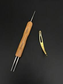 Dreadlock Double-Head Crochet Hook Set 1+2/1+3, Bamboo Handle 0.5mm/0.75mm Hair Locking Crochet Kit, Festival Style Handmade Hair Braiding Tool, Home & Salon Universal - Double-ended Bamboo Handle Dreadlock Crochet Hook - View 8