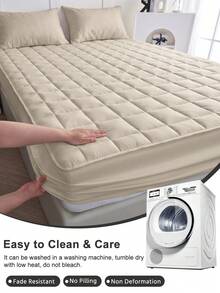 1pc Waterproof Fitted Sheet, Comfortable Mattress Protector, Beige Camel Mattress Cover, Room Decor, Skin-Friendly & Breathable, Suitable For Twin/Full/Queen/King Size Bed, All Season, Machine Washable, Dorm Bedding, Back To School - Camel - View 8